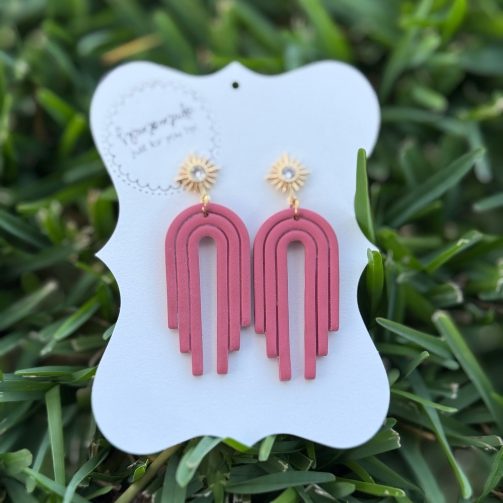 Elegant Pink Arch Earrings